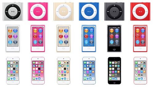 Lộ diện ảnh iPod Touch, iPod Nano và iPod Shuffle với 2 màu mới trong iTunes 12.2
