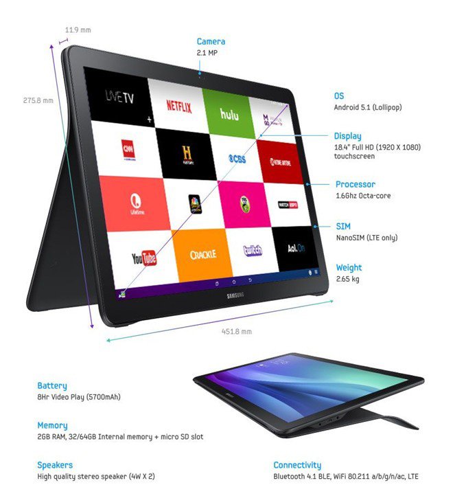 Tablet 18,4 inch của Samsung ra mắt 6/11, giá 599 US