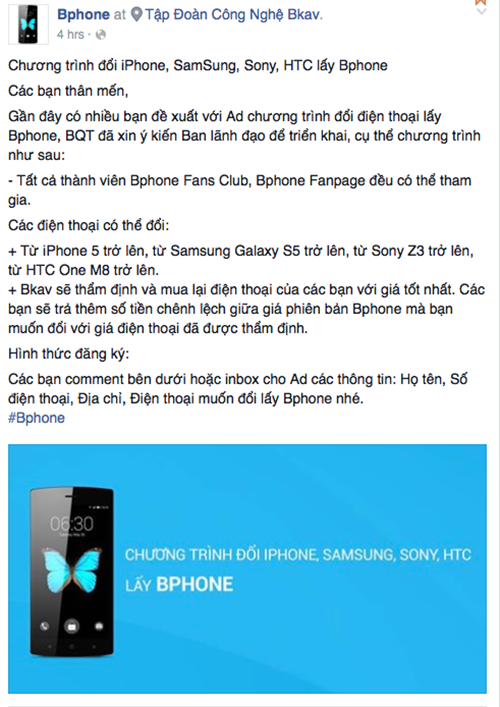 Kinh doanh không thuận lợi, BKAV cho phép người dùng đổi iPhone lấy Bphone