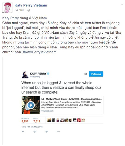 Katy Perry bí mật đến Việt Nam?