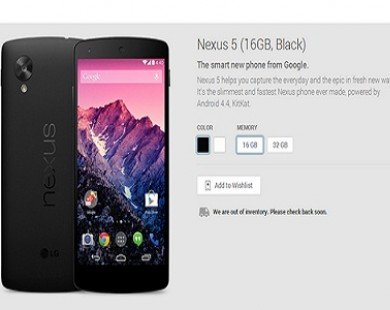 Nexus 5 cháy hàng trên Play Store sau 33 phút