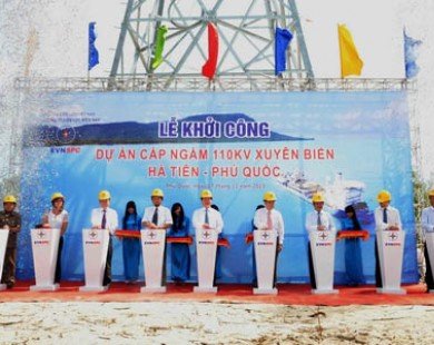 Khởi công cáp ngầm 110kV xuyên biển Hà Tiên-Phú Quốc