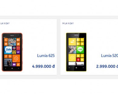 Lumia 520 và 625 giảm giá mạnh ở Việt Nam