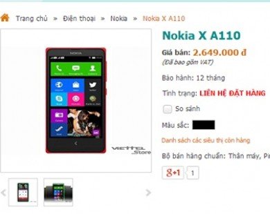 Nokia X giá 2,65 triệu tại Việt Nam