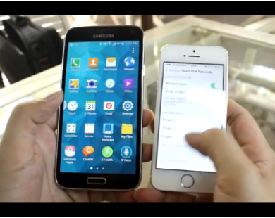 iPhone 5S và Galaxy S5 thử nhận diện vân tay