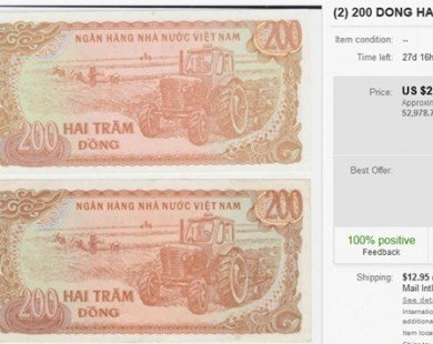 Tiền giấy 200 đồng được rao bán gấp 250 lần mệnh giá