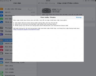 Bản cập nhật iOS 7.1.1 đến tay người dùng Việt Nam
