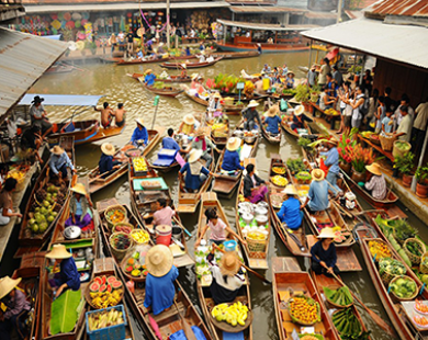 Ghé thăm chợ nổi Damnoen Saduak  trên đất Thái