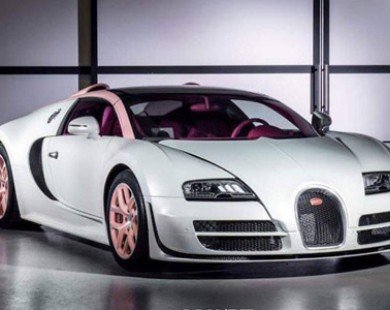 Bugatti Veyron màu trắng-hồng nữ tính cho bạn gái đại gia