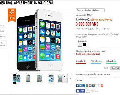Nhiều đại lý hạ giá iPhone 4S 8 GB cả triệu đồng