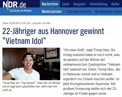 Báo Đức đưa tin về chiến thắng của Trọng Hiếu Idol