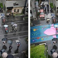 Mùa mưa, đường phố Hàn Quốc biến thành tranh vẽ