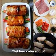 Cùng làm món thịt heo cuộn rau củ
