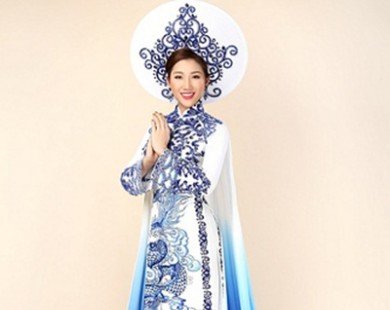 Ngắm bộ áo dài rồng lượn vân mây của Á hậu Bảo Như đi thi quốc tế