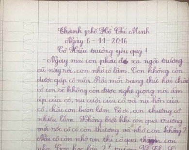 Nữ sinh lớp 2 viết thư dặn cô hiệu trưởng đừng khóc