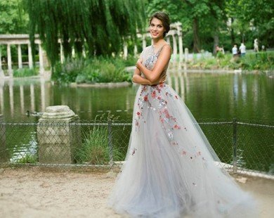 Hoa hậu Pháp diện đầm dạ hội của nhà mốt Việt sau đăng quang