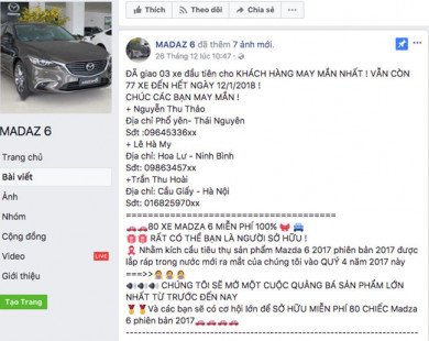 Hàng chục nghìn người bị lừa bởi fanpage “tặng Mazda6”