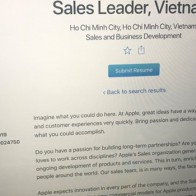 Apple tuyển Giám đốc kinh doanh tại Việt Nam