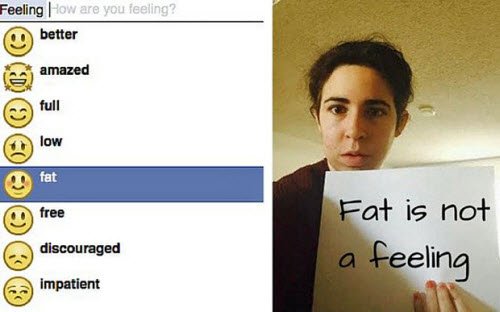 Facebook gặp rắc rối với tùy chọn... "feeling fat"