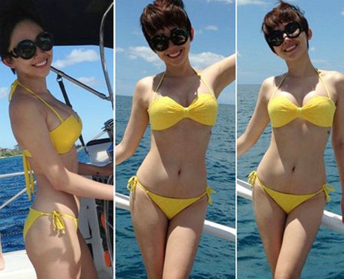 Nín thở nhìn Tóc Tiên cởi đồ mặc áo tắm