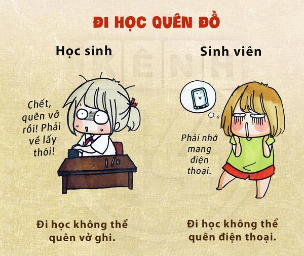 Sự khác nhau không nhịn được cười giữa học sinh và sinh viên