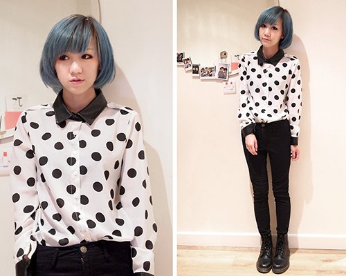 Xu hướng thời trang 2015: Mặc đẹp với họa tiết chấm bi đen trắng