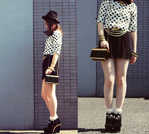 Xu hướng thời trang 2015: Mặc đẹp với họa tiết chấm bi đen trắng