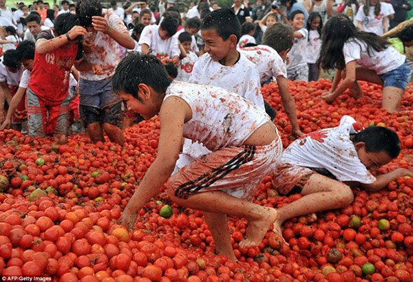 Lễ hội tiêu tốn cả trăm tấn cà chua ở Colombia