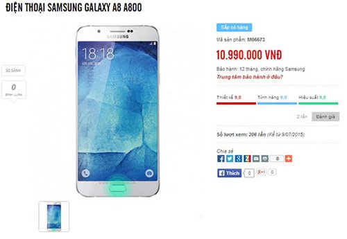 Smartphone Galaxy A8 có giá 10,99 triệu đồng?