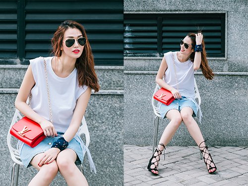 Thích thú với thời trang jeans tươi trẻ của Khánh My