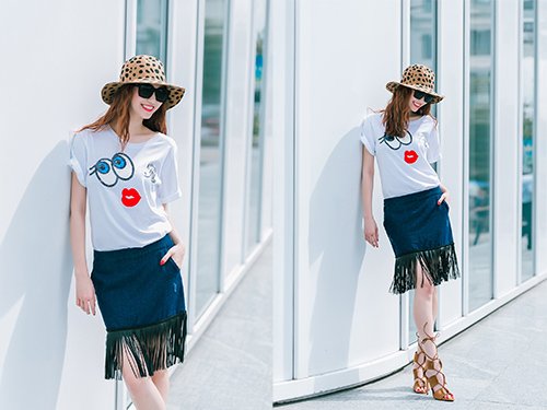 Thích thú với thời trang jeans tươi trẻ của Khánh My