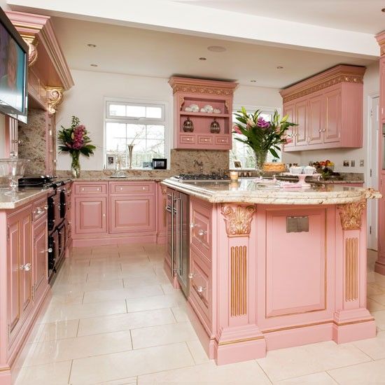Những phòng bếp màu hồng đẹp ngất ngây