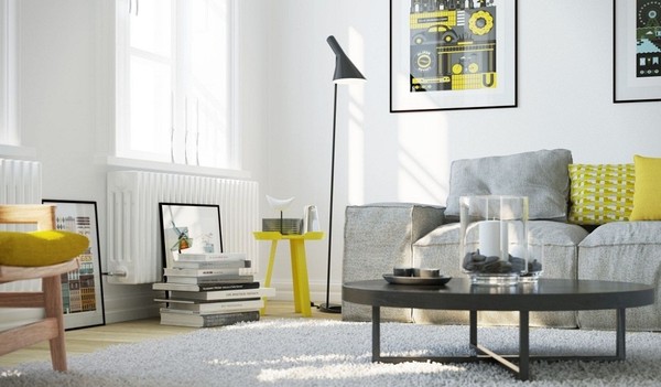 Cho phòng khách nét hiện đại và sang trọng tuyệt đối với bộ đôi vàng – xám