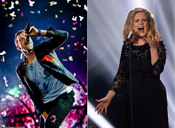 Coldplay thất trận trước Adele về doanh thu bán đĩa