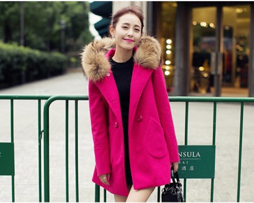 Áo khoác dạ mũ lông phong cách Hàn thời thượng cho nàng công sở