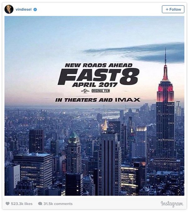 Poster đầu tiên của 'Fast & Furious 8'