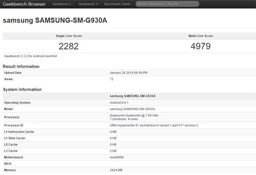 Có điểm chuẩn chipset S820 và Exynos 8890 trên Galaxy S7
