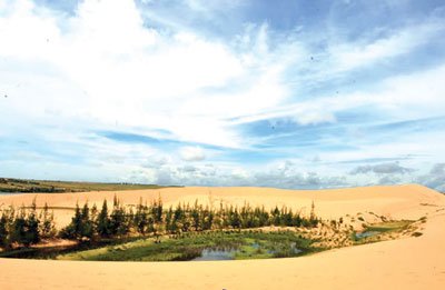 Huyền bí hồ Bàu Trắng lung linh giữa đồi cát hoang sơ
