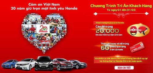 Honda Việt Nam tri ân khách hàng nhân kỷ niệm 20 năm thành lập