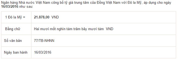 Tỷ giá trung tâm nối đà tăng, giá USD ngân hàng đứng yên