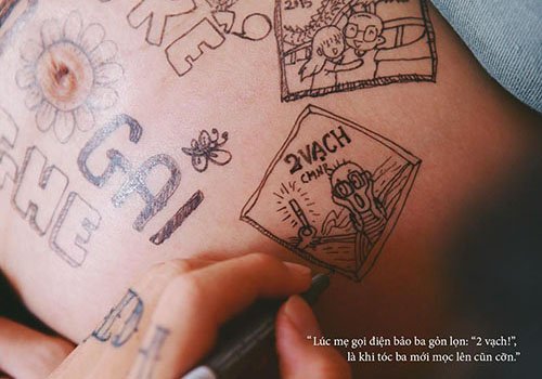 Ông bố kể truyện bằng tranh vẽ trên bụng bầu của vợ (p1)