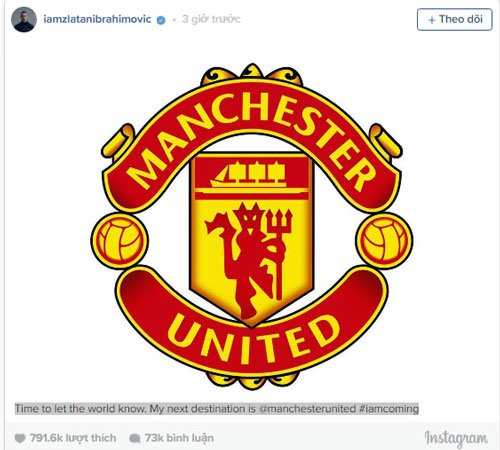 Chính thức: Ibrahimovic xác nhận thông tin gia nhập M.U
