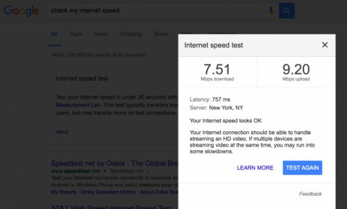 Google công bố công cụ đo tốc độ Internet trong kết quả tìm kiếm
