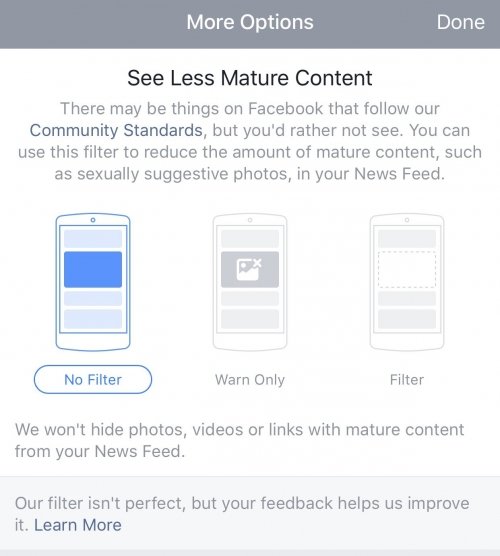Facebook cho ẩn nội dung “người lớn” khỏi News Feed
